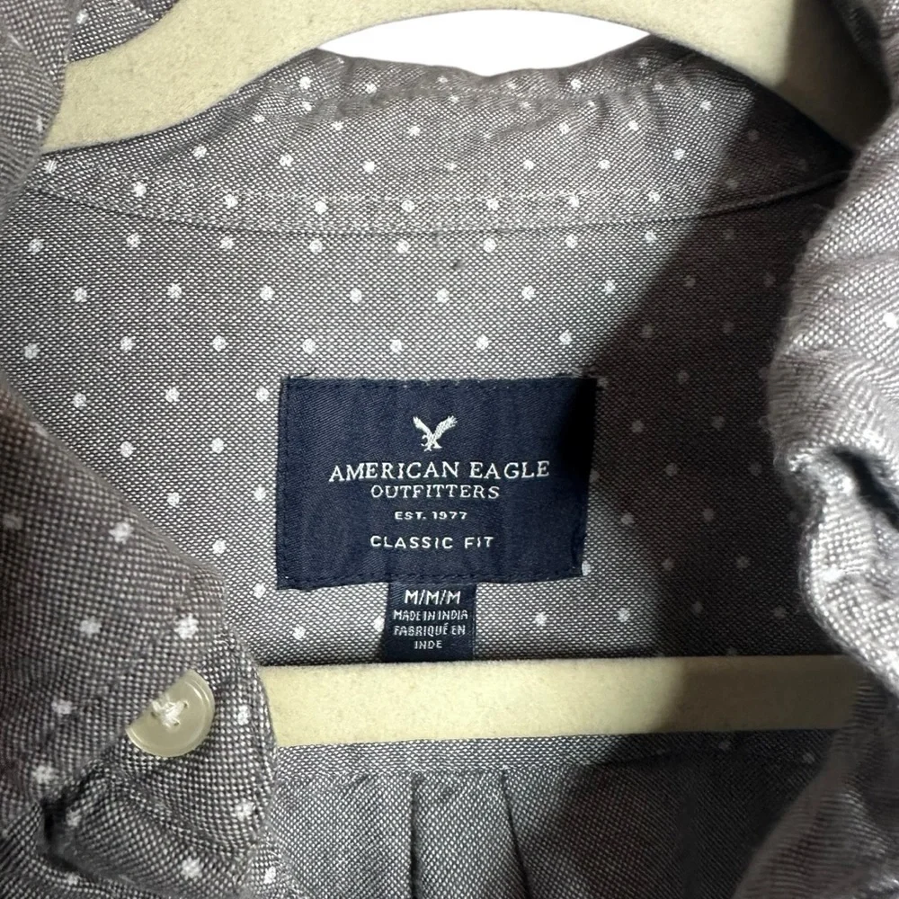 American Eagle Outfitters Long Sleeve Button Down Grey Shirt Size Medium - Picture 4 of 9